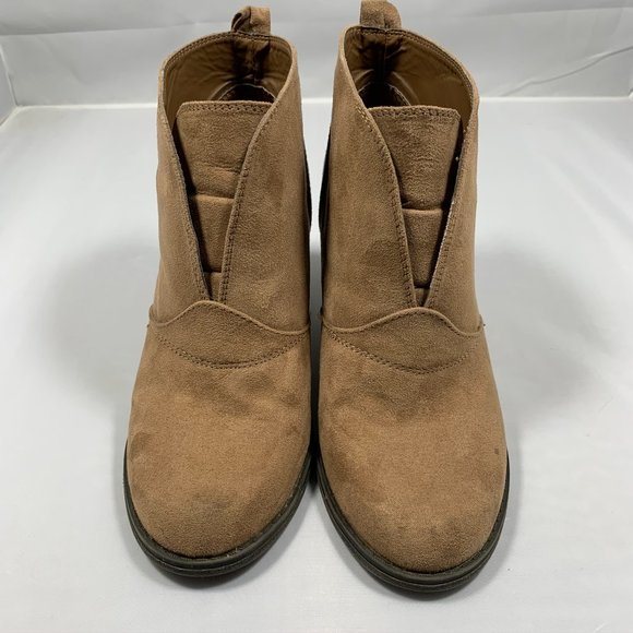 David Aaron Tan Suede Wedge Ankle Boots Size 6.5 - Picture 6 of 11